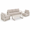 Zestaw Wypoczynkowy Aluminiowy BELLANTI Empoli 5 osobowy sofa i 2 fotele + stolik | Beż